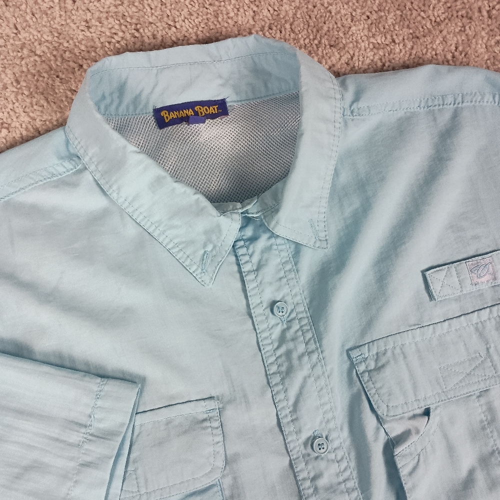 Banana Boat Mesh Lined Vented XL‎ Short Sleeve Fishing Shirt